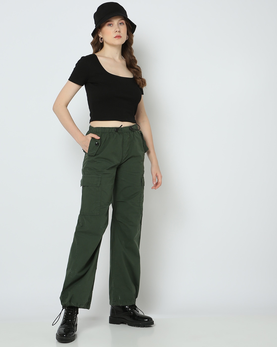 RQYYD Cargo Pants Women Casual Loose High Waisted Straight Leg Baggy Pants  Trousers Lightweight Outdoor Travel Pants with Pockets(Army Green,M) -  Walmart.com