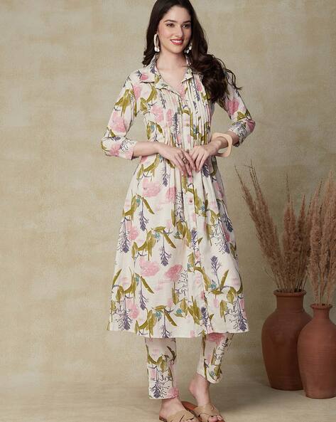 Buy Off White & Pink Kurta Suit Sets for Women by Fashor Online