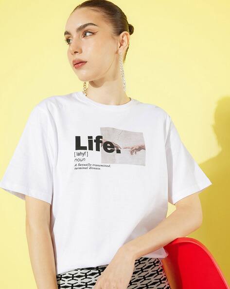 Buy White Tshirts for Women by DIFFERENCE OF OPINION Online