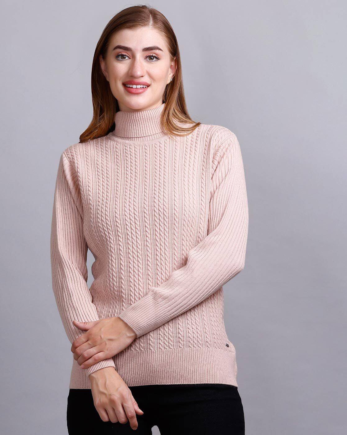epine ❤︎ rib knit high neck pink Buy GODFREY Ribbed High-Neck Sweater Online | Ajio.com