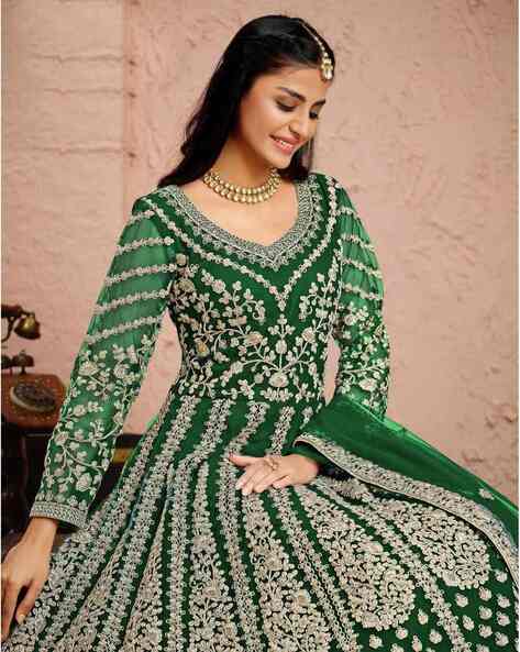 Buy Green Dress Material for Women by Peachmode Online | Ajio.com