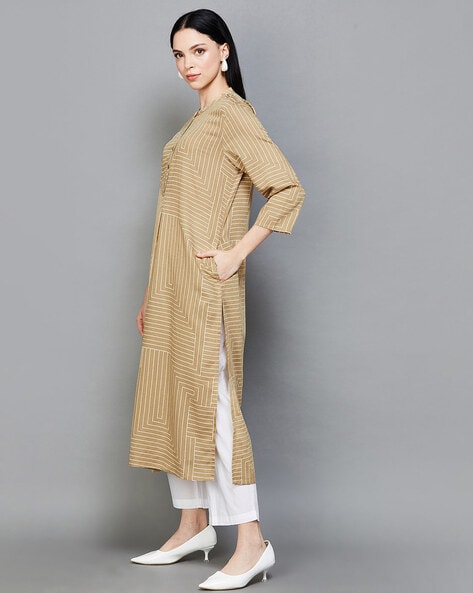 Buy Geometric Print Straight Kurta with Ankle-Length Pants