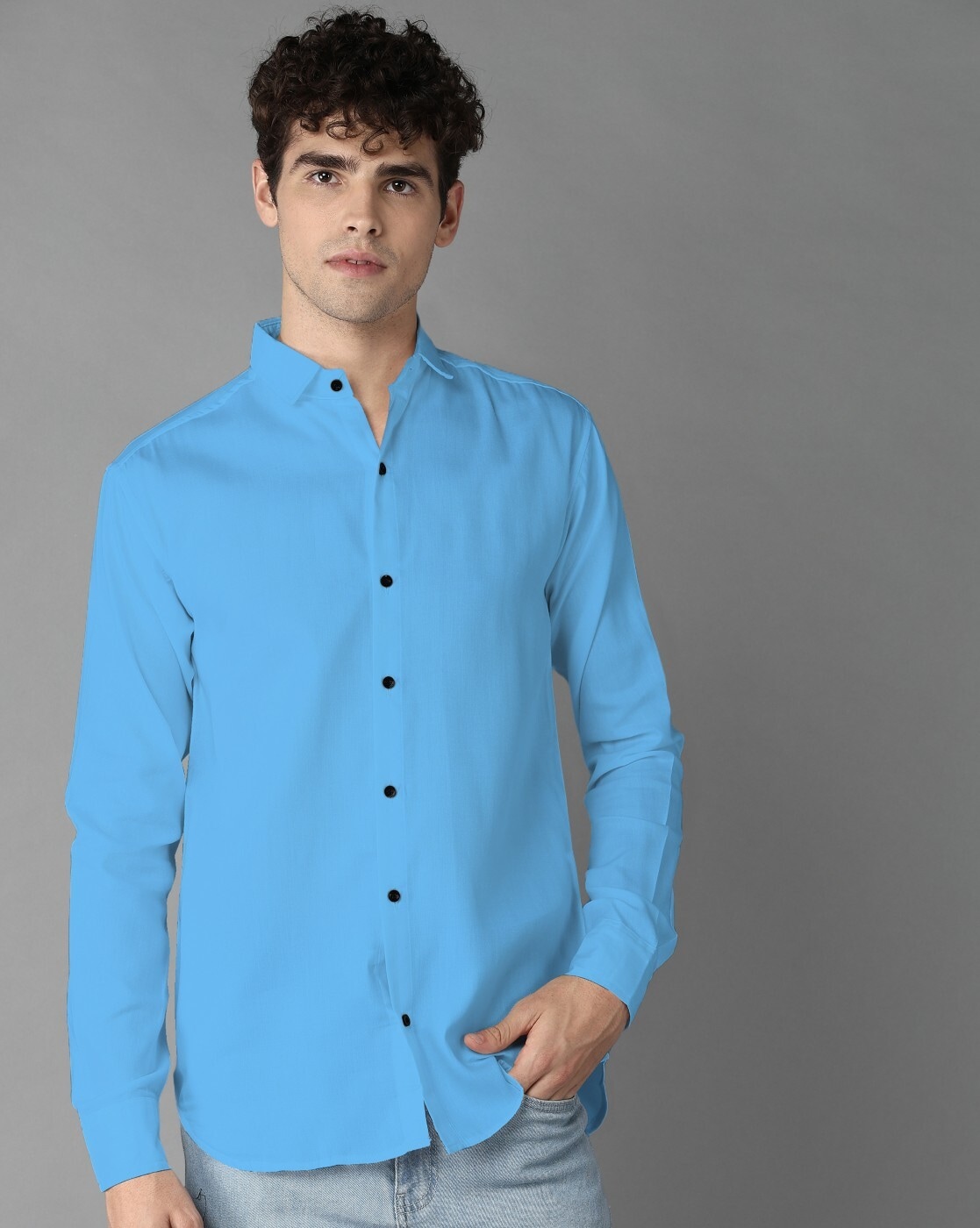 Men Cross Dyed Half Placket Regular Shirt