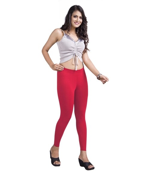 Women Ankle-Length Leggings with Elasticated Wasitband