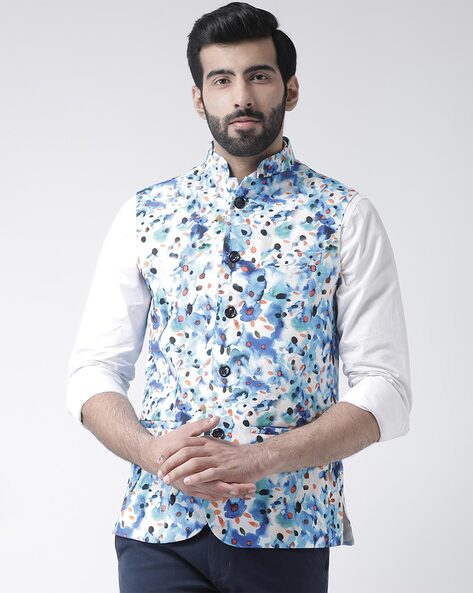 Hangup Men Party wear Navy Regular fit Solid Nehru curacao | Ubuy