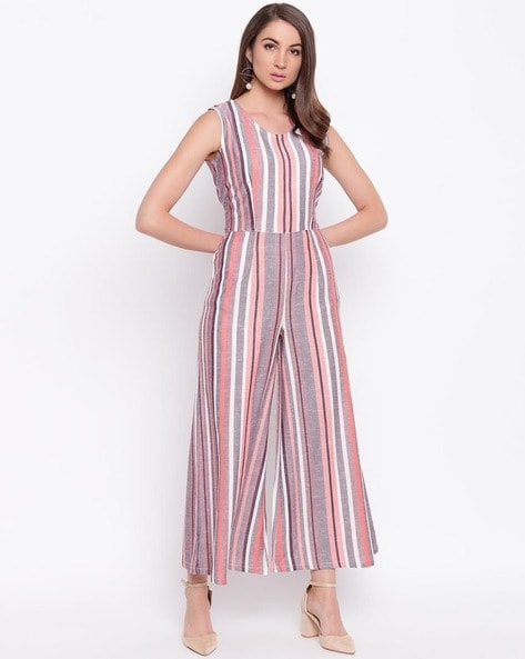 Ladies striped hot sale jumpsuit