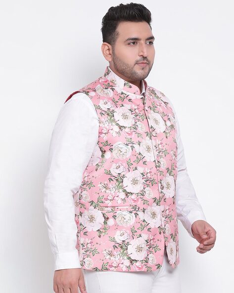 Mens floral nehru jacket best sale