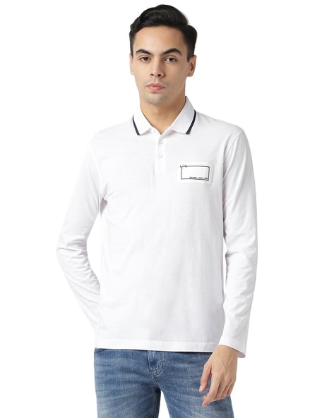 Armani long sleeve polo white best sale