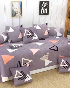 180 TC Geometric Print 8-Piece Single Diwan Set-image-37