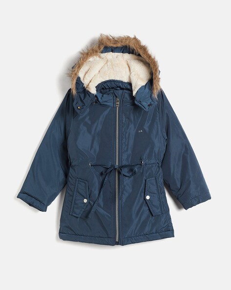 Buy Okane Girls Zip Front Parka Jacket with Detachable Hood at Redfynd