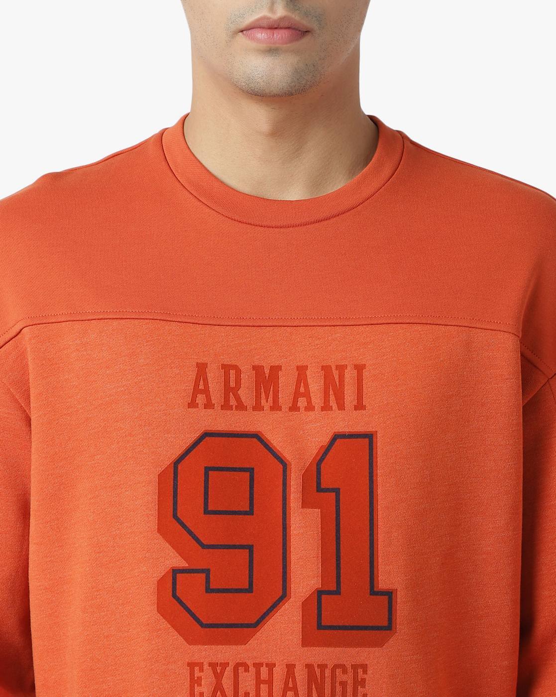 【EMPORIO ARMANI】 M's Logo Point Crew-neck ★ Orange Buy Orange Sweatshirt & Hoodies for Men by ARMANI EXCHANGE