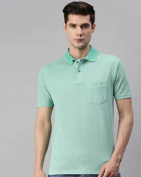 Men Logo Print Regular Fit Polo T-Shirt with Patch Pocket