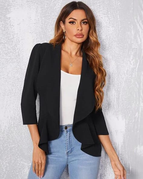 KOTTY Women Loose Fit Front-Open Blazer