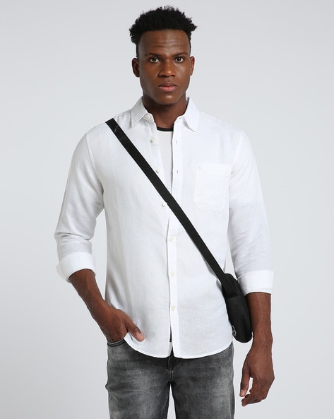 Regular Fit Solid Cotton Linen Shirt