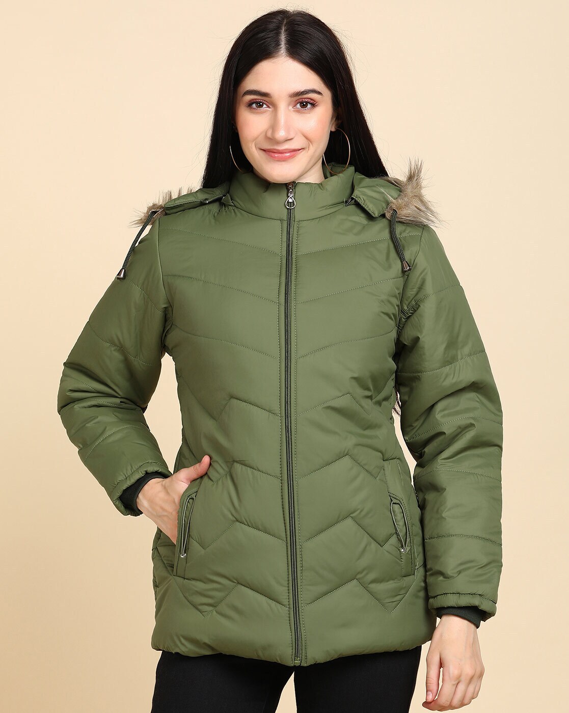 Ellipse Fashion Women's Puffer Jacket Light Green S : : Fashion