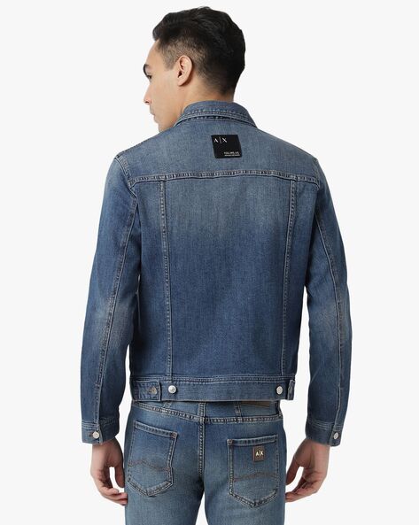 Organic Cotton Denim Jacket with Patch Logo Print