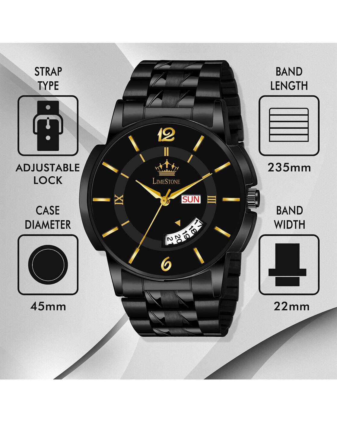 LIMESTONE Mesh Strap All Black Avatar Day and Date Functioning Quartz  Analog Watch - For Men - Buy LIMESTONE Mesh Strap All Black Avatar Day and  Date Functioning Quartz Analog Watch -