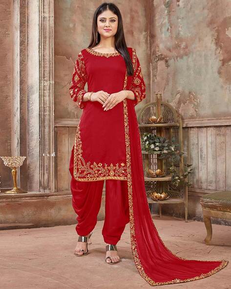 women Embellished Embroidered Unstitched Dress Material with Dupatta Set