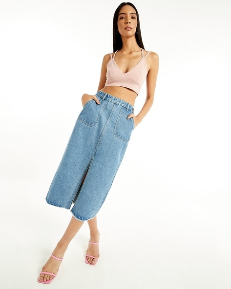 LF!!! MANGO SLIT DENIM SKIRT, Women's Fashion, Bottoms, Skirts on Carousell