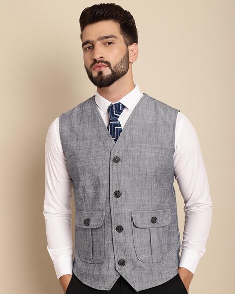 Men's Summer Suit Waistcoat Trousers Formal Blue TruClothing