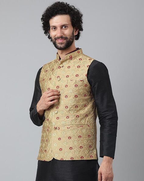 Buy Hangup Men Black & White Ethnic Print Nehru Jacket - Nehru Jackets for  Men 6768221 | Myntra