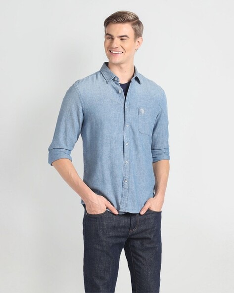 Denim polo for men best sale