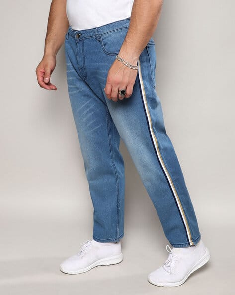 Instafab Plus Men Relaxed Fit Striped Jeans