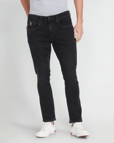 Men Lightly Washed Straight Fit Jeans