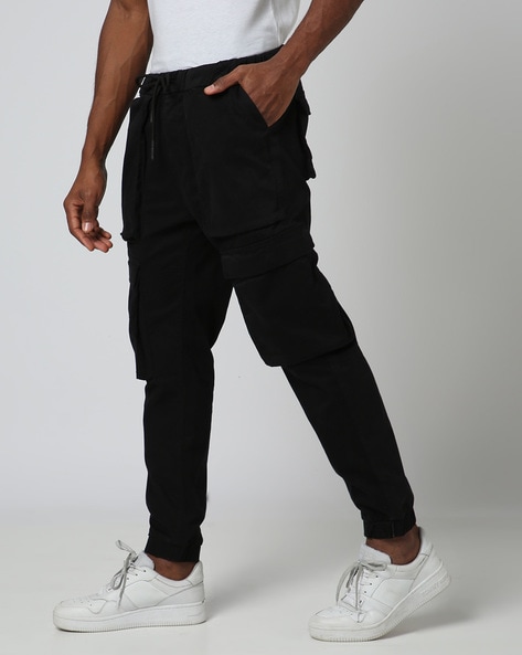 Black cargo jogger pants mens hot sale