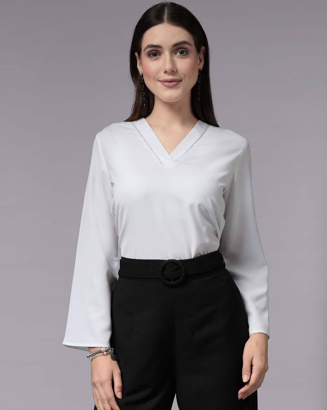 Women Regular Fit V-Neck Top