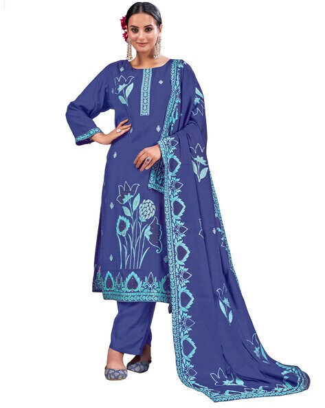Women Floral Print Salwar Suit with Dupatta Price in India