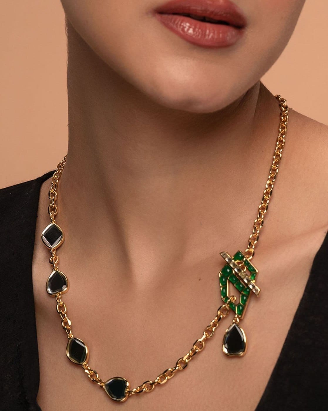 Buy Gold & Green Layered Necklace Online At Best Price @ Tata CLiQ