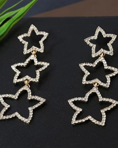 Gold-Finish Metal Crystal Star Drop Earrings | JC Star Drop Earring |  Jewellery Collection | JIMMY CHOO AU