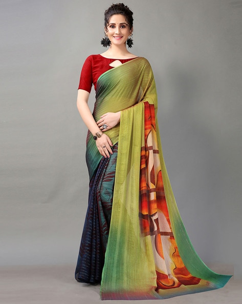 Buy KASTIEL Universal Chiffon Traditional Saree With Blouse at 68% off.  |Paytm Mall