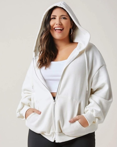 Women's plus size white on sale hoodie