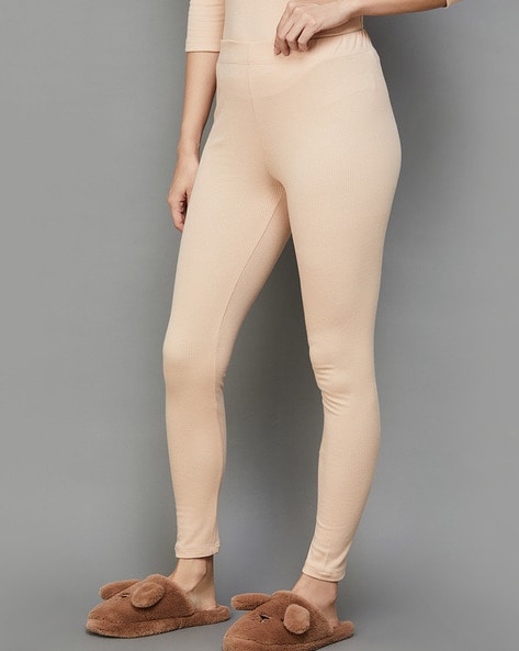 Buy INFUSE Coral Fitted Full Length Cotton Lycra Women's Leggings |  Shoppers Stop