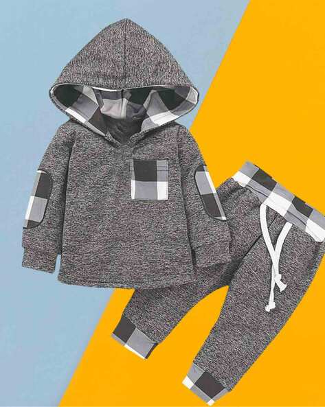 Boys Checked Sweatshirt & Pants Set