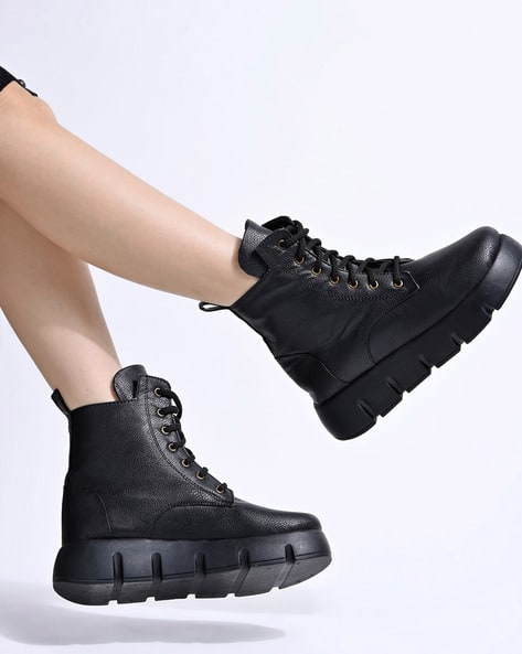 Women Ankle-Length Lace-Up Boots