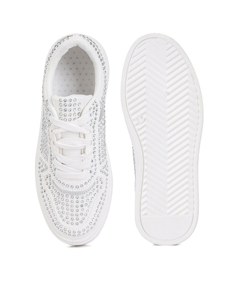 Embellished hot sale white sneakers