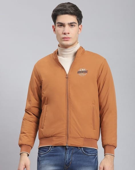 Men Zip-Front Regular Fit Bomber Jacket