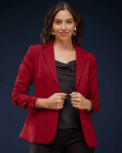 Womens red sales tailored blazer