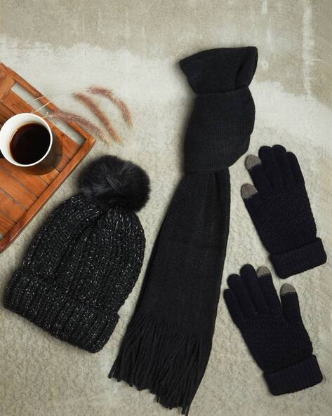 Set of Furry Beanie & Stole with Gloves Price in India