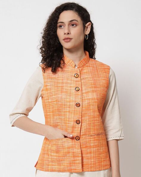 Buy Wool Tweed Nehru Jacket With Lining for Women Online at Fabindia |  10705800