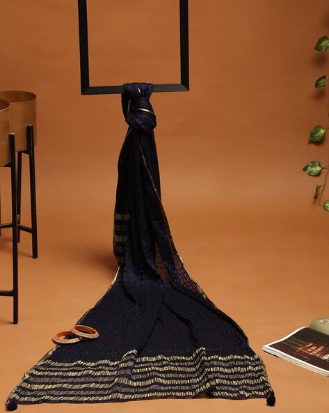 Women Crinkled Dupatta with Tassels Price in India