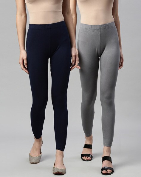 Buy Grey & Navy blue Leggings for Women by MISSIVA Online
