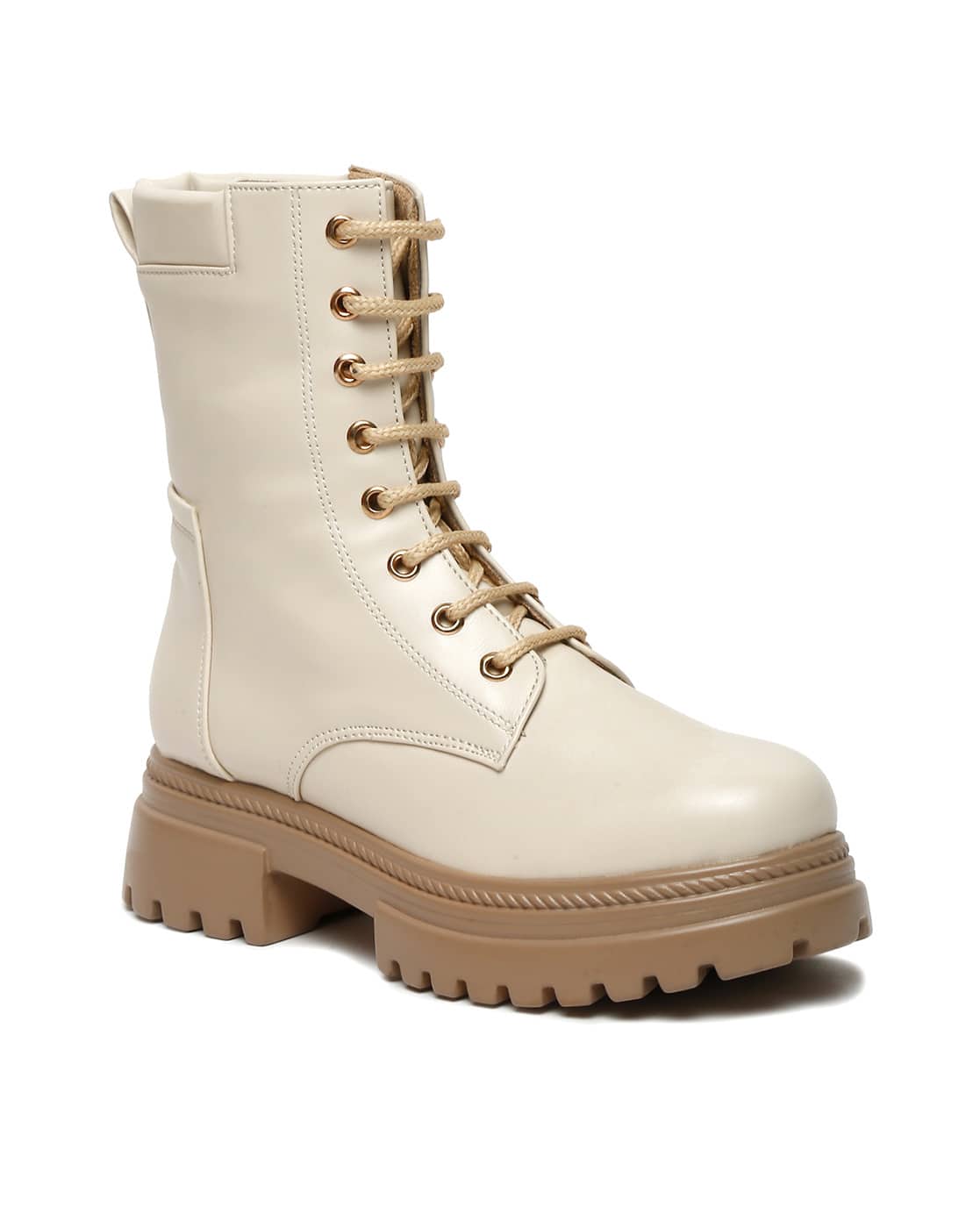 Women Ankle-Length Boots with Lace Fastening