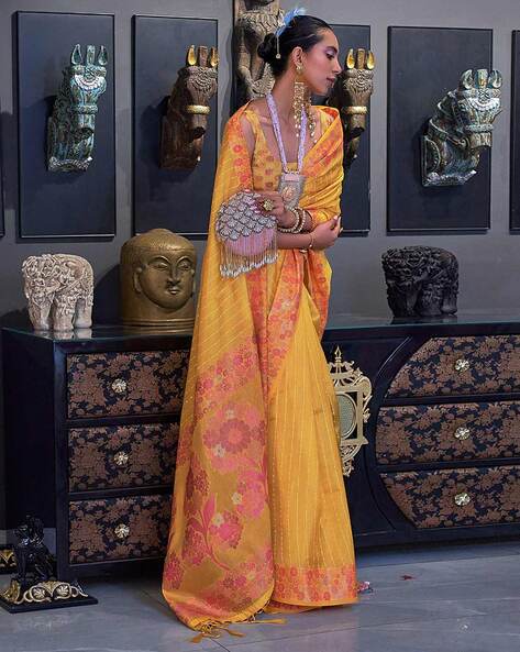 Mustard Floral Printed Georgette Lehenga Choli