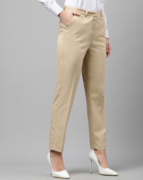 Buy Dollar Missy Beige Regular Fit Cigarette Trousers for Women Online @  Tata CLiQ