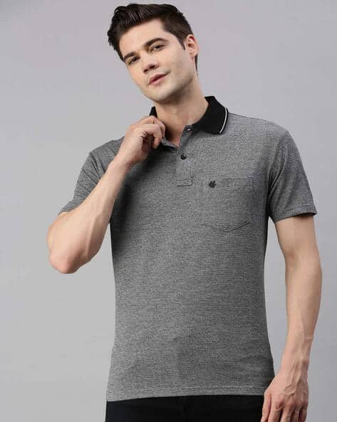 Men Regular Fit Polo T-Shirt with Patch Pocket