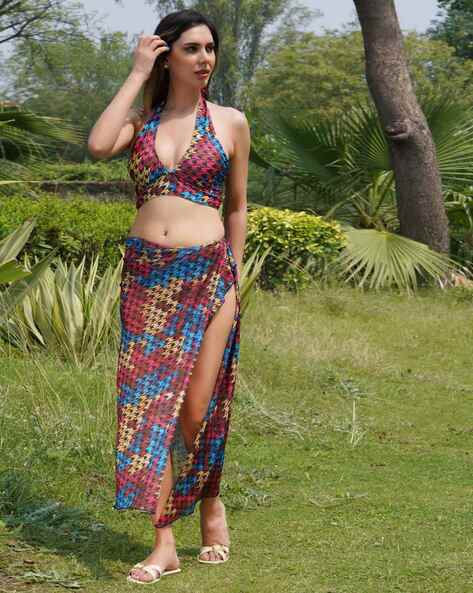 Buy Maroon Blue Swimwear for Women by FXM Online Ajio